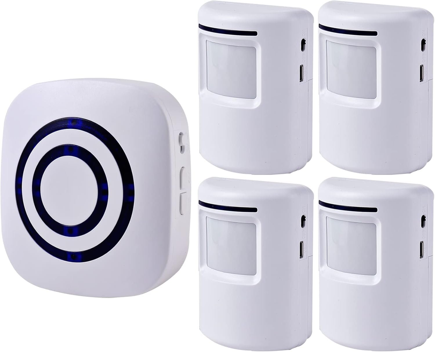 Seanme Motion Sensor Alarm, Wireless Driveway Alarm, Home Security Business Detect Alert with 4 Sensor and 1 Receiver,38 Chime Tunes – LED Indicators for Indoor Use